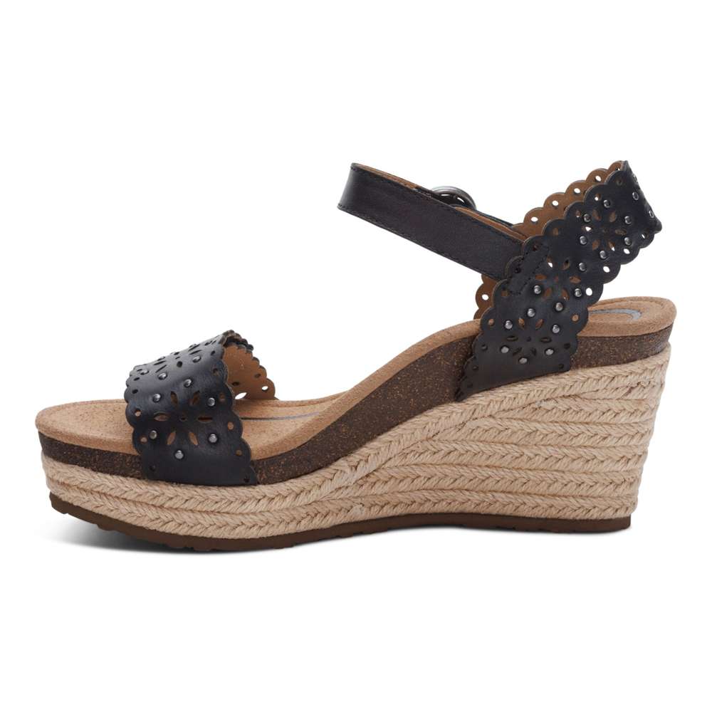 Sydney Espadrille Wedge - Black Cutout