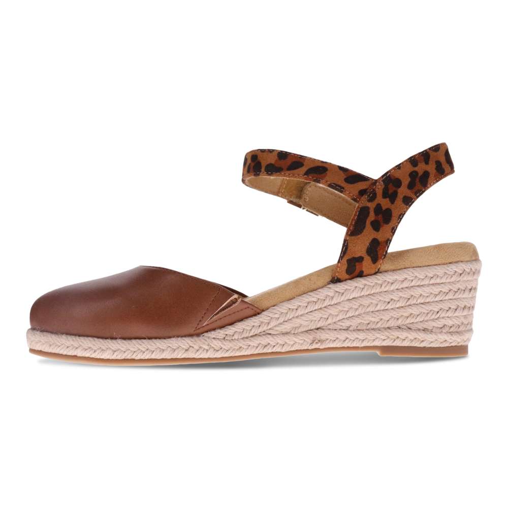 Mona Wedge - Dark Tan/Leopard