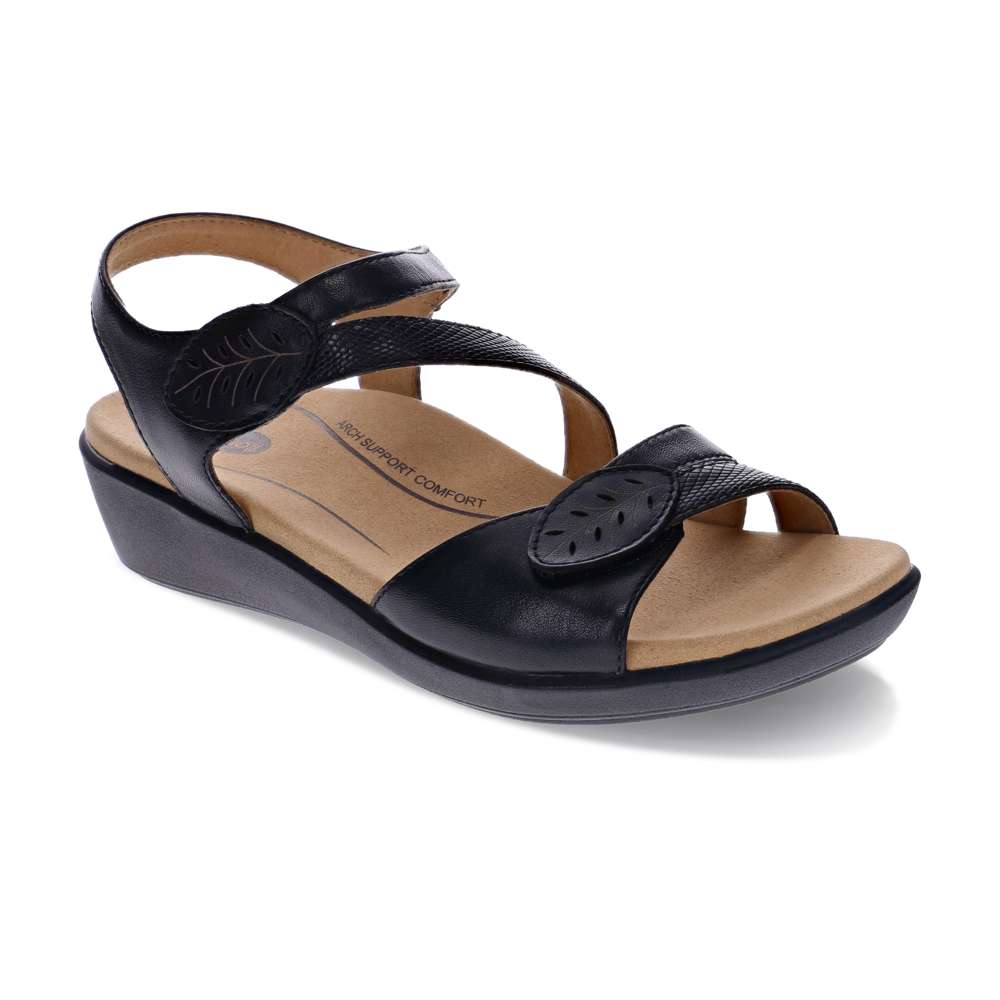 Tana Wedge Sandal - Black