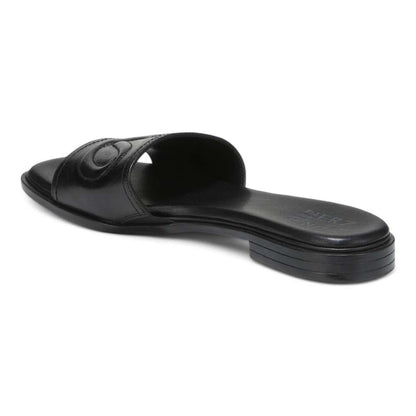 Genevieve Slide - Black Leather