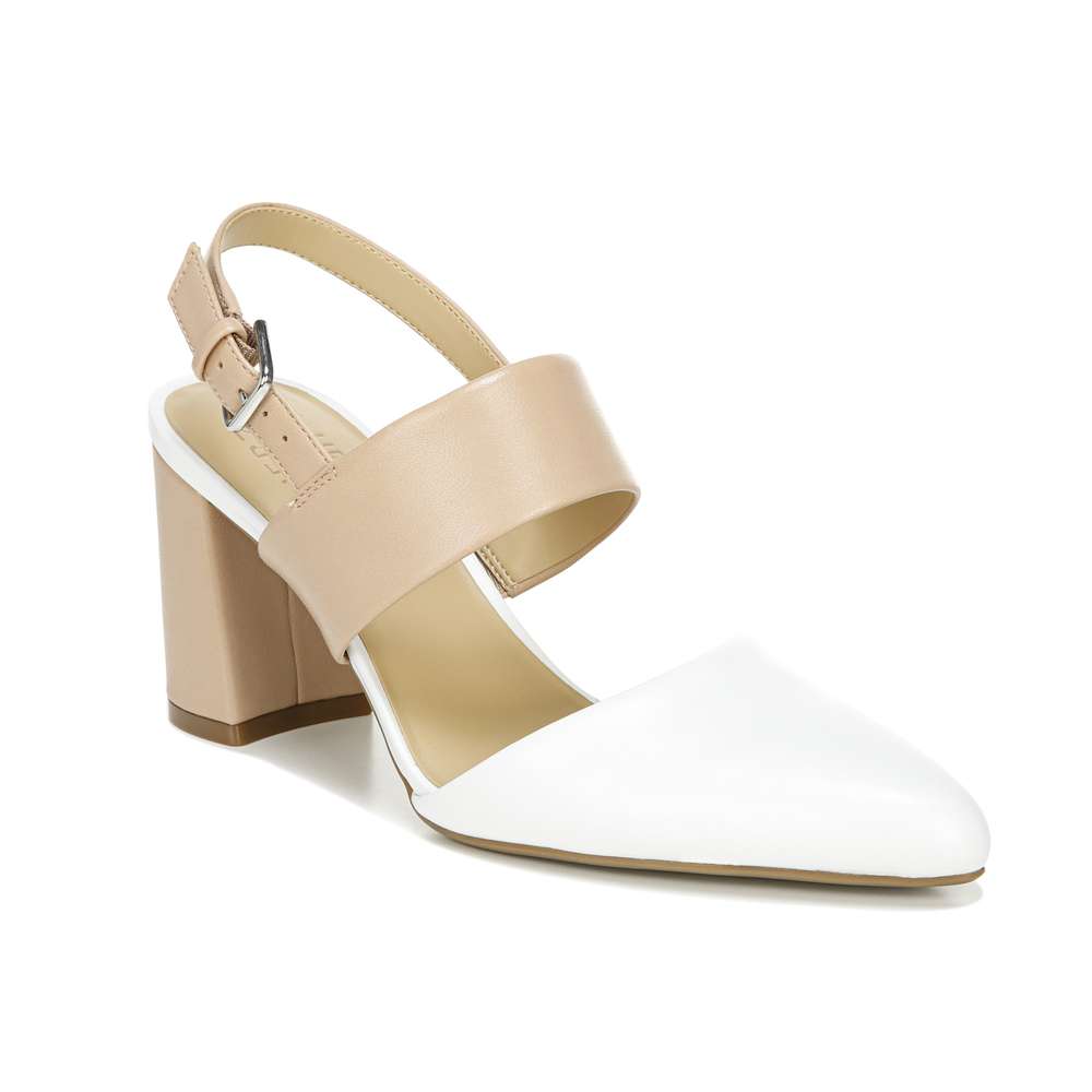 Suzie Block Heel - White/Nude