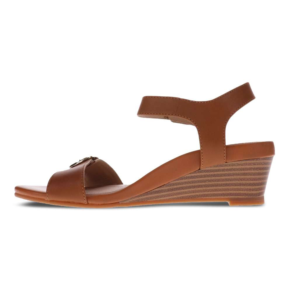 Nadia Wedge Sandal - Tan