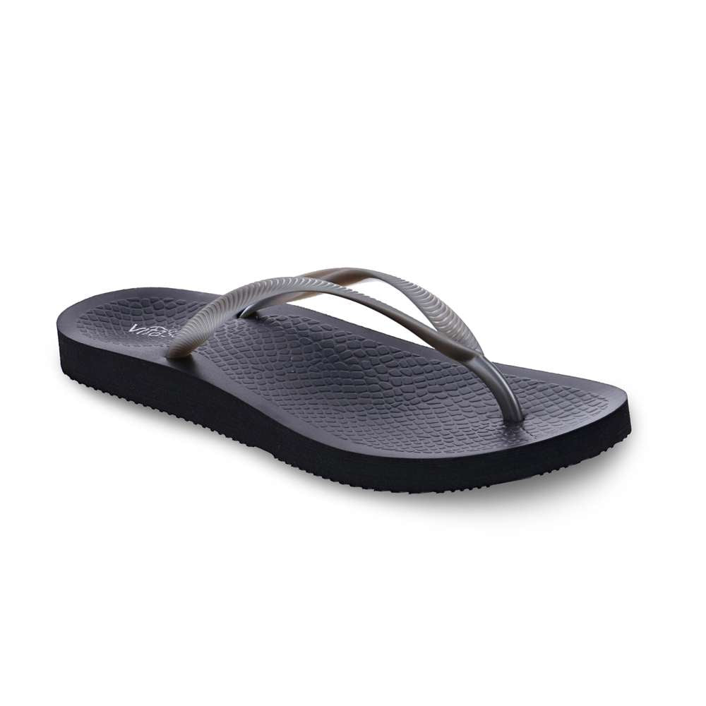 Venice Solid Women's Toe Post Sandal - Black/Pewter