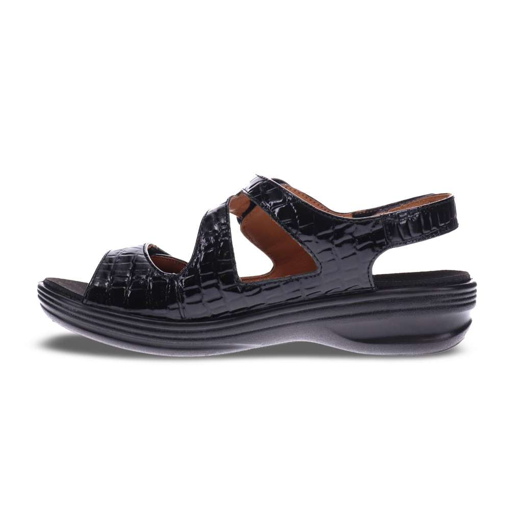 Barcelona Back Strap Sandal - Black Croc