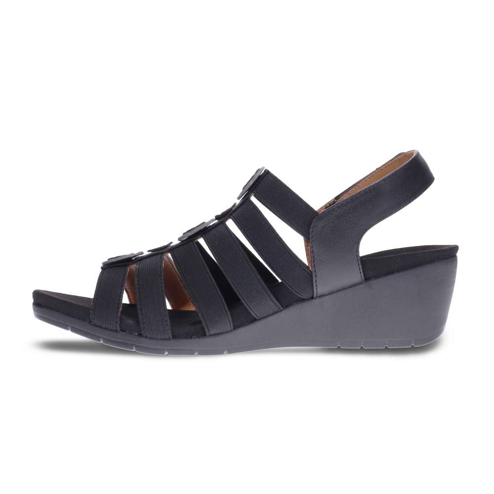 Bari Floral Wedge Sandal - Black French