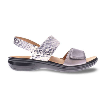 Como Adjustable Sandal - Gunmetal/Natural Snake