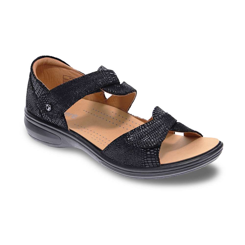 Geneva Sandal - Black Lizard