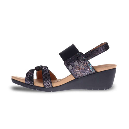 Tahiti Wedge - Black Metallic Python