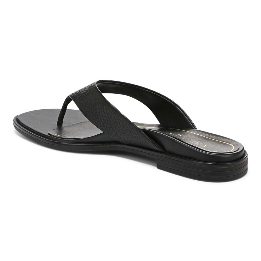 Agave Toe Post Sandal - Black Leather