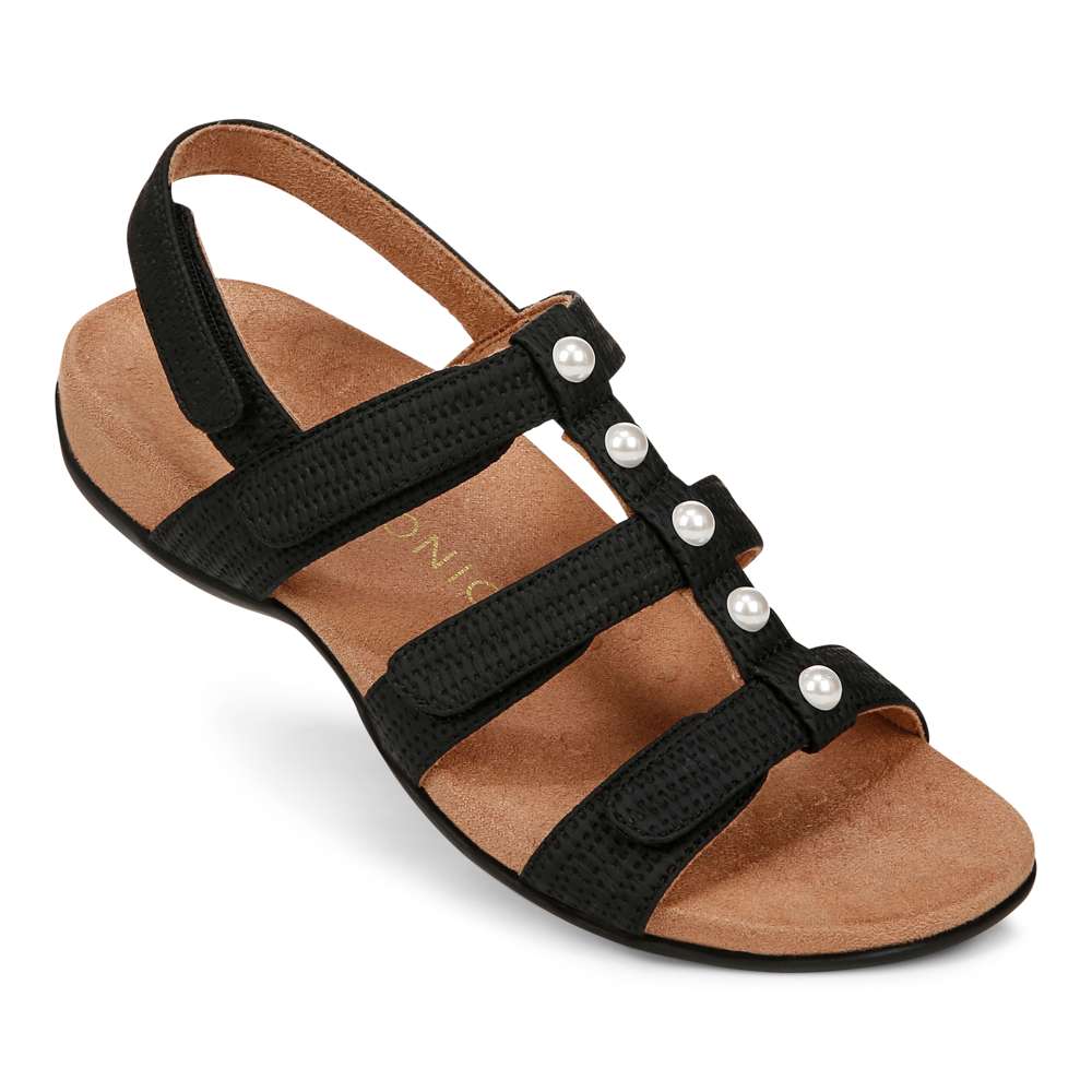 Amber Pearl Adjustable Sandal - Black