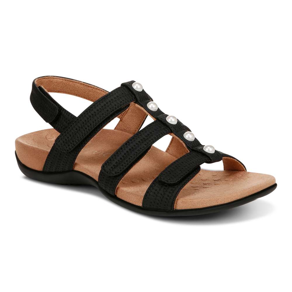 Amber Pearl Adjustable Sandal - Black