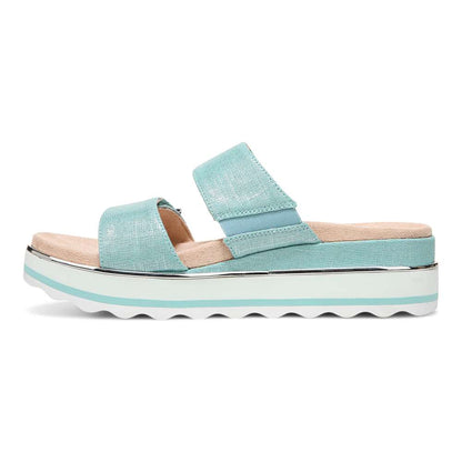 Brandie Flatform Slide Sandal - Aqua Metallic