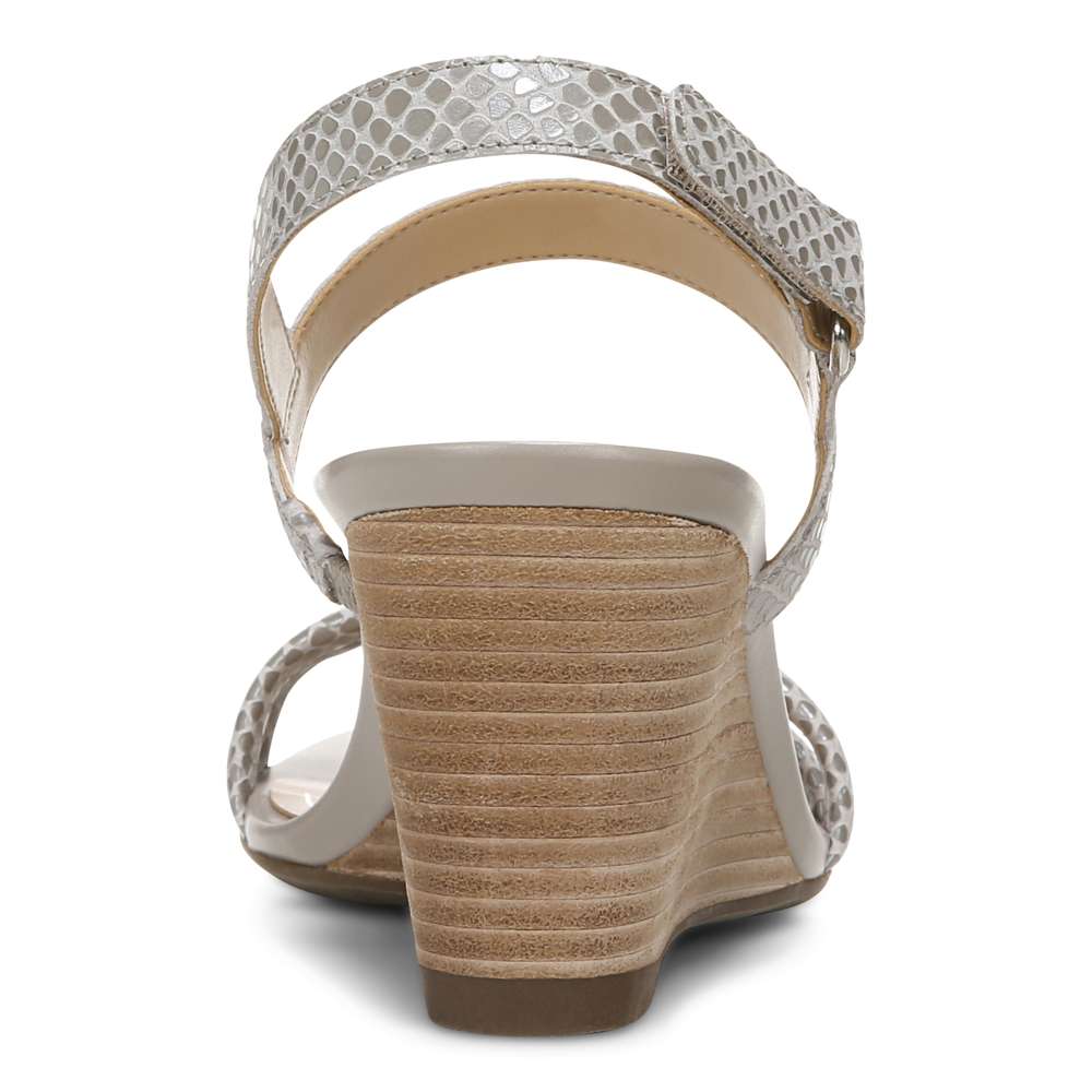 Emmy Wedge Sandal - Aluminium Lizard