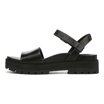 Jamie Flatform Lug Sandal - Black Leather
