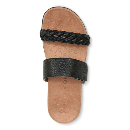 Jeanne Slide Sandal - Black Leather