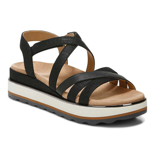 Kellyn Flatform Sandal - Black Linen