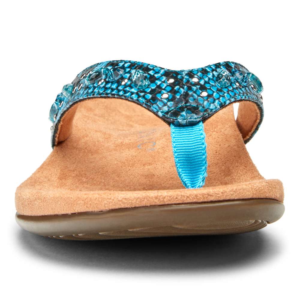 Lucia Toe Post Sandal - Aqua Snake