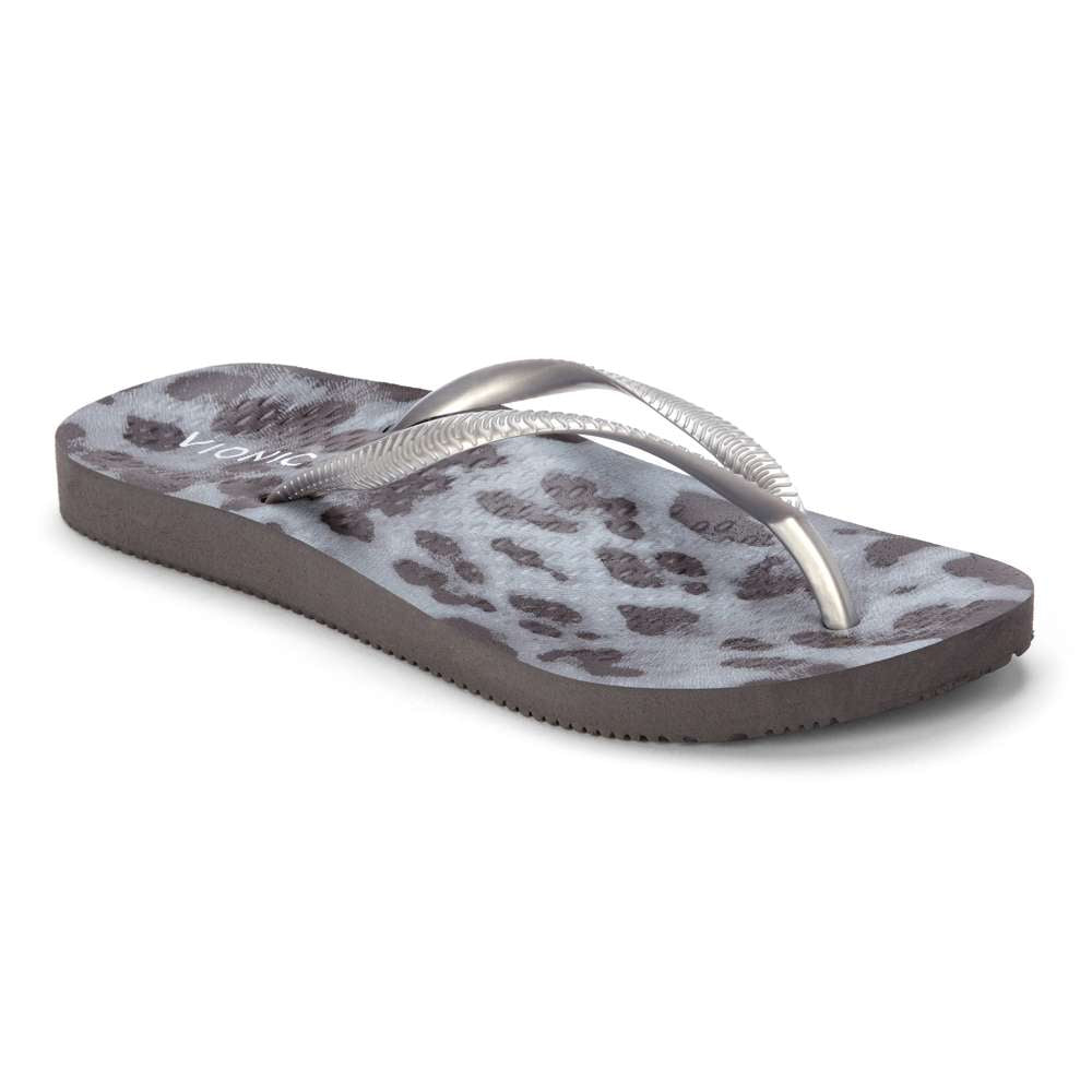 Noosa Print Toe Post Sandal - Black Silver Cheetah