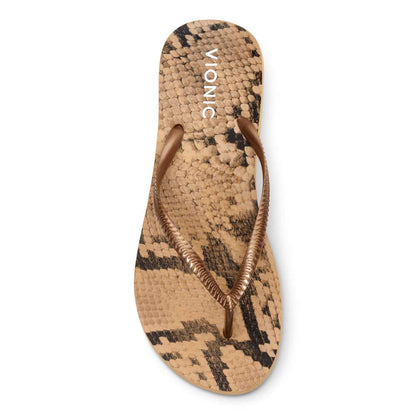 Noosa Print Toe Post Sandal - Bronze Snake