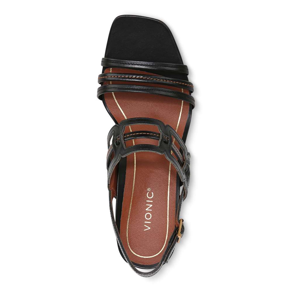 Zaphira Heeled Sandal - Black Leather